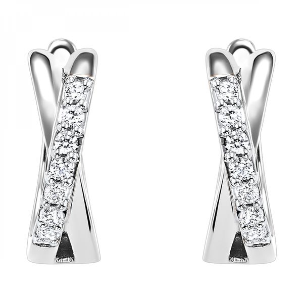 Diamond Criss Cross Hoop Earrings Erickson Jewelers Iron Mountain, MI