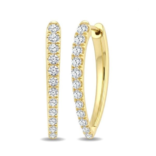 14Kt Yellow Gold Diamond Chevron Medium Hoop Earrings Erickson Jewelers Iron Mountain, MI