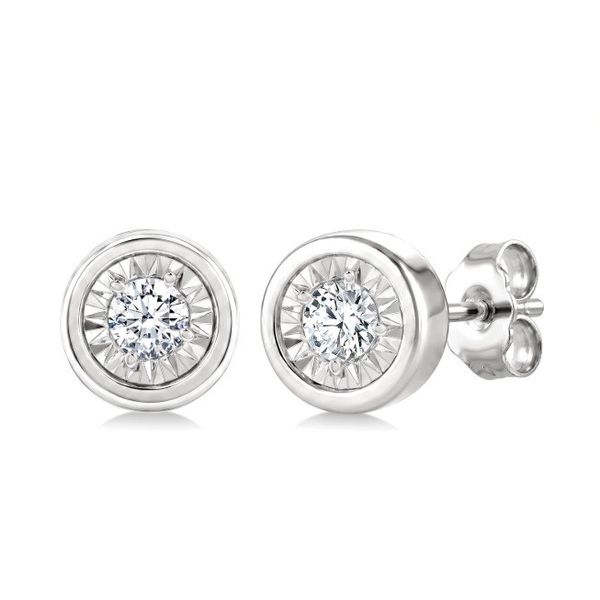 Sterling Silver Bezel Style Stud Earrings Erickson Jewelers Iron Mountain, MI