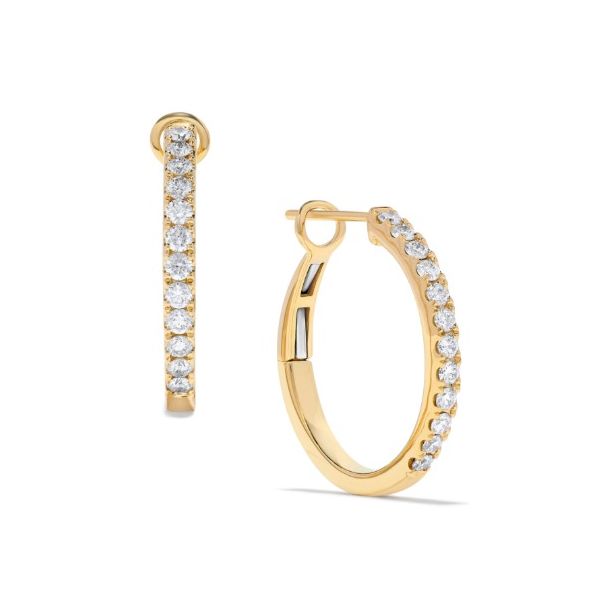 14Kt Yellow Gold Diamond Pave Hoop Earrings Erickson Jewelers Iron Mountain, MI