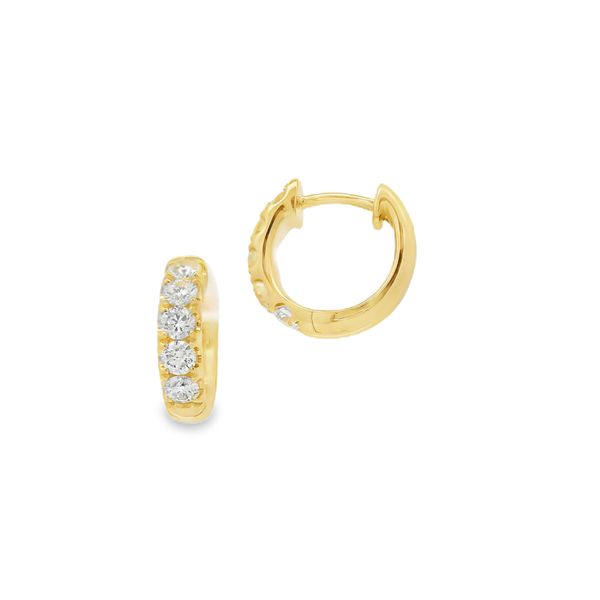 14Kt Yellow Gold Diamond Huggie Hoop Earrings Erickson Jewelers Iron Mountain, MI