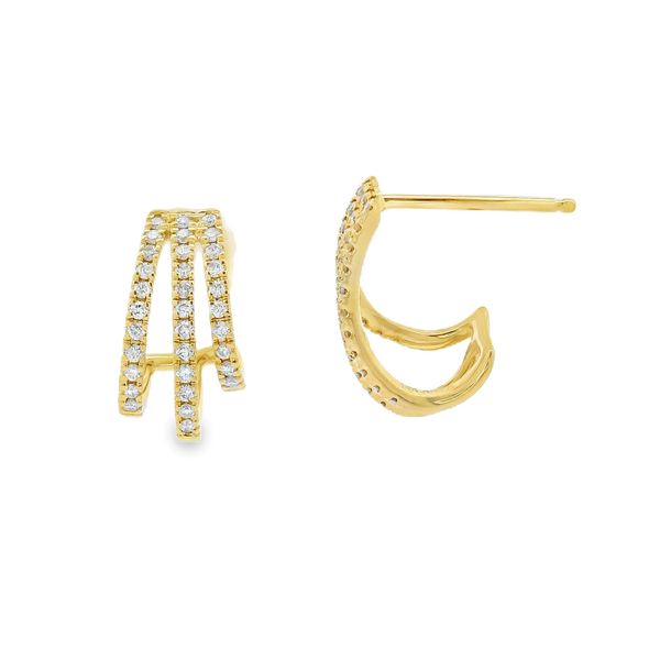 14Kt Yellow Gold Diamond J-Hook Hoop Earrings Erickson Jewelers Iron Mountain, MI