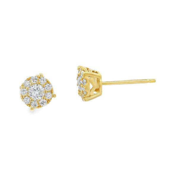 14Kt Yellow Gold Diamond Cluster Stud Earrings Erickson Jewelers Iron Mountain, MI