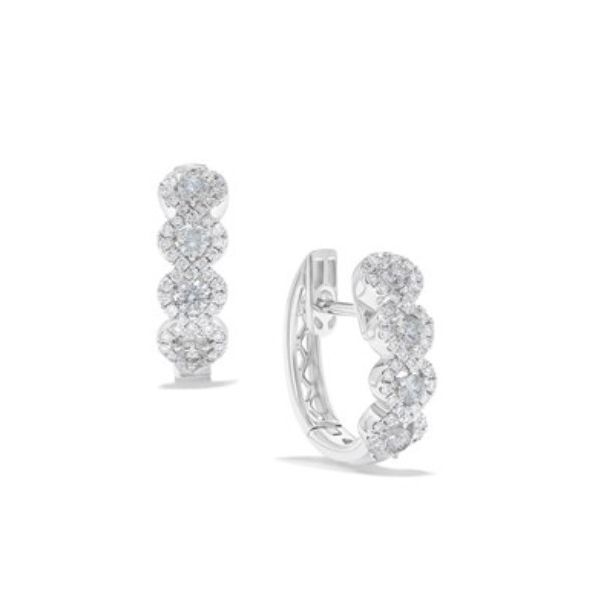 14Kt White Gold Diamond Halo Hoop Earrings Erickson Jewelers Iron Mountain, MI
