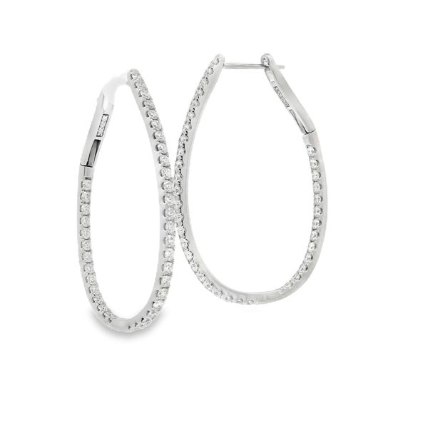 14Kt White Gold Diamond Oval Hoop Earrings Erickson Jewelers Iron Mountain, MI