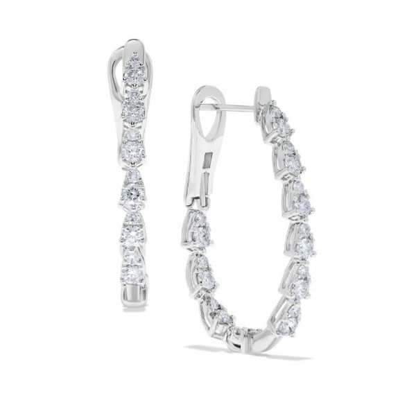 14Kt White Gold Diamond Hoop Earrings Erickson Jewelers Iron Mountain, MI