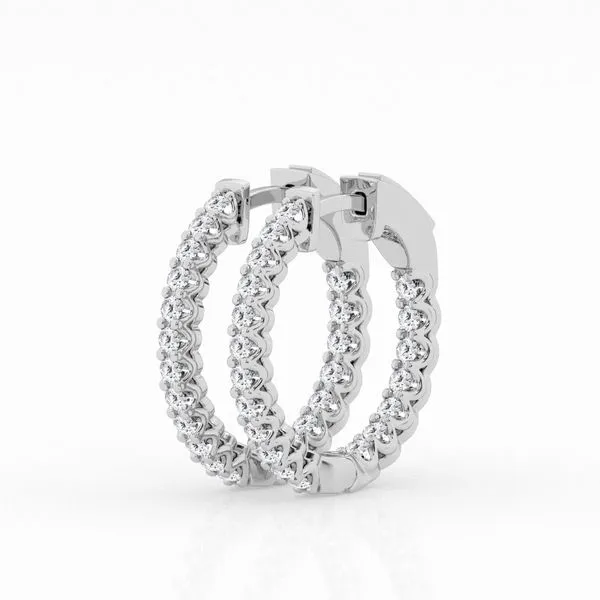 14Kt White Gold Lab Grown Diamond Hoop Earrings Erickson Jewelers Iron Mountain, MI