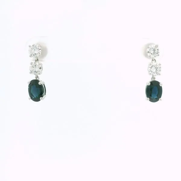 14Kt White Lab Grown Sapphire and Diamond Earrings Erickson Jewelers Iron Mountain, MI