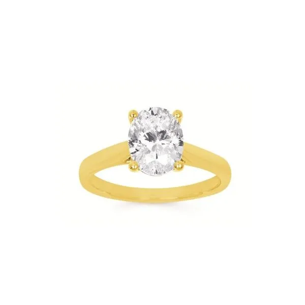14K Yellow Gold Lab Grown Oval Diamond Engagement Ring Erickson Jewelers Iron Mountain, MI