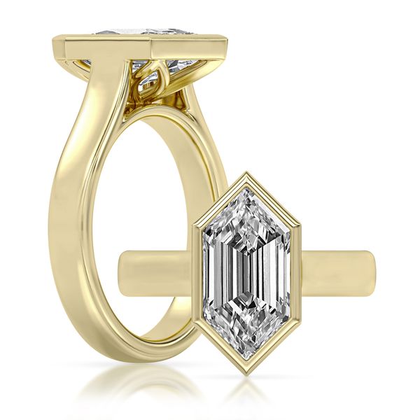 14K Yellow Gold Lab Grown Modified Hexagon Diamond Engagement Ring Erickson Jewelers Iron Mountain, MI