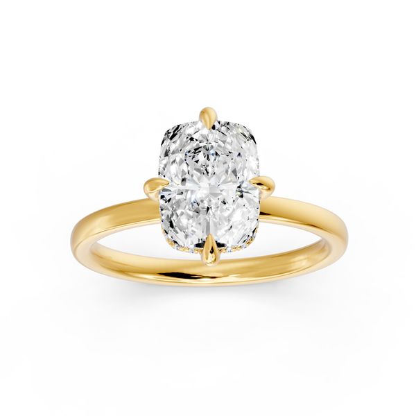 14K Yellow Gold Lab Grown Old Mined Cushion Diamond Engagement Ring Erickson Jewelers Iron Mountain, MI