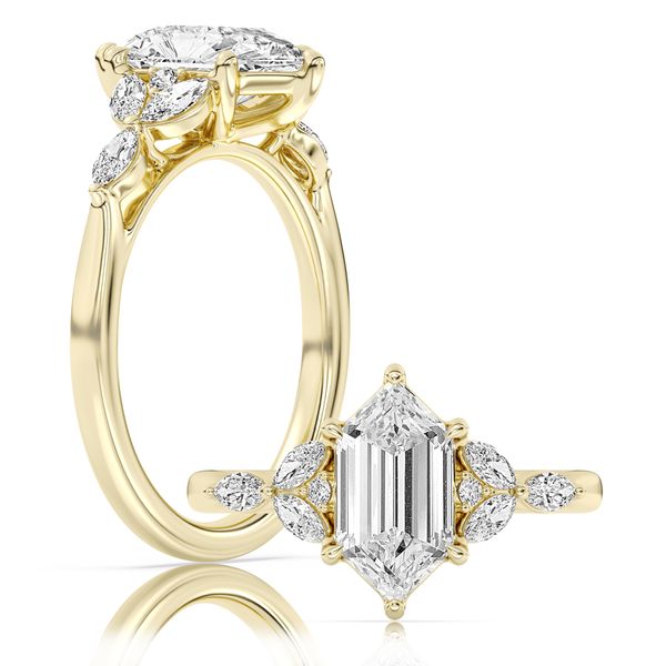 14K Yellow Gold Lab Grown Modified Hexagon Diamond Engagement Ring Erickson Jewelers Iron Mountain, MI