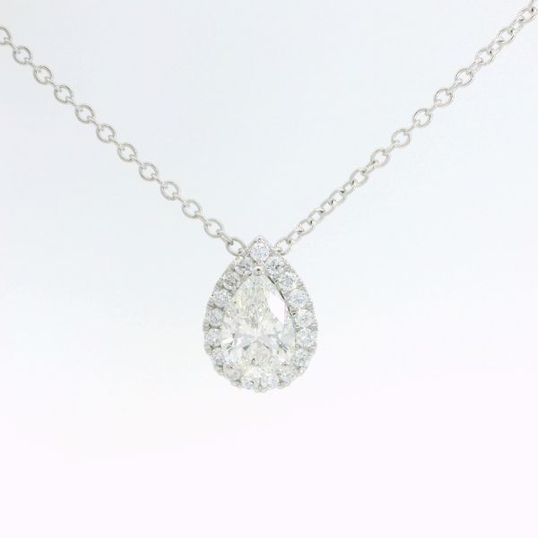 14Kt White Gold Lab Grown Diamond Halo Necklace Erickson Jewelers Iron Mountain, MI