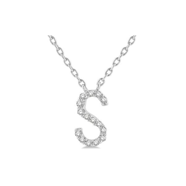10Kt White Gold S Initial Diamond Necklace Erickson Jewelers Iron Mountain, MI
