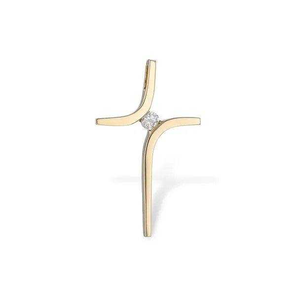 14Kt Yellow Gold Diamond Cross Pendant Necklace Erickson Jewelers Iron Mountain, MI