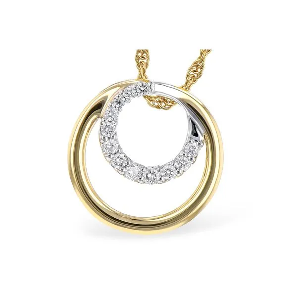 14Kt White and Yellow Gold Double Circle Diamond Necklace Erickson Jewelers Iron Mountain, MI