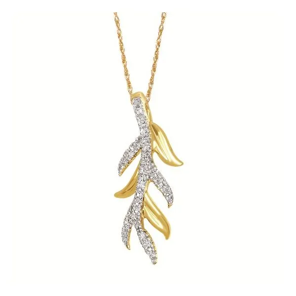 14Kt Yellow Gold Leaf Pendant Necklace Erickson Jewelers Iron Mountain, MI