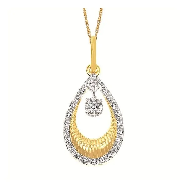 14Kt Yellow Gold Shimmering Diamond Teardrop Necklace Erickson Jewelers Iron Mountain, MI