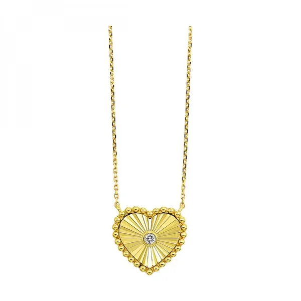 10Kt Yellow Gold Diamond Heart Necklace Erickson Jewelers Iron Mountain, MI
