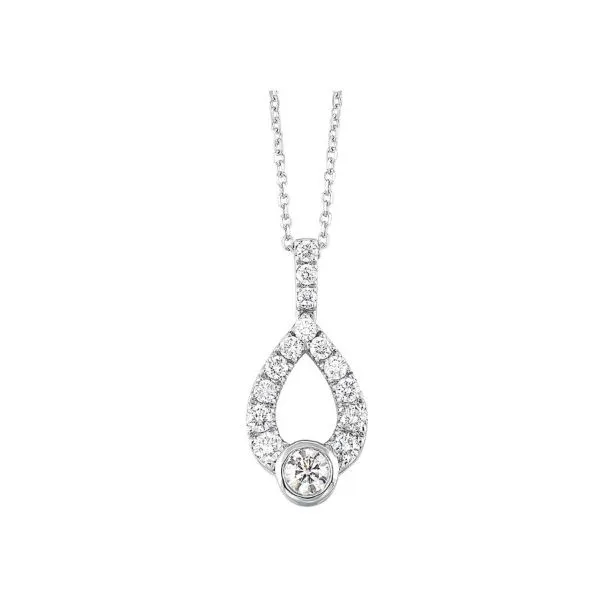 14Kt White Gold Teardrop Diamond Necklace Erickson Jewelers Iron Mountain, MI