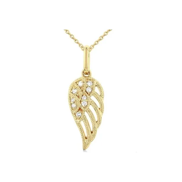 Angel Wing Diamond Necklace in 10Kt Yellow Gold Erickson Jewelers Iron Mountain, MI