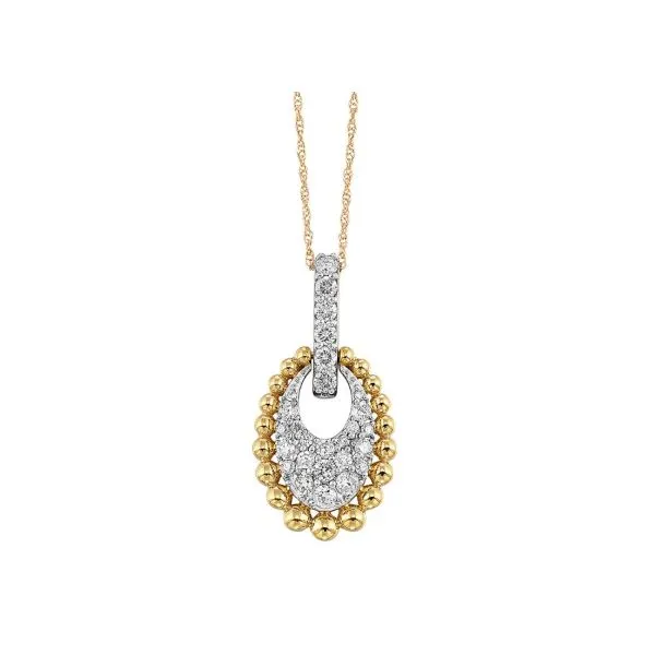 Beaded Oval Diamond Necklace in 10K Yellow Gold Erickson Jewelers Iron Mountain, MI