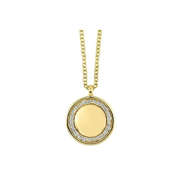 Circle Disk Diamond Necklace in 14K Yellow Gold Erickson Jewelers Iron Mountain, MI