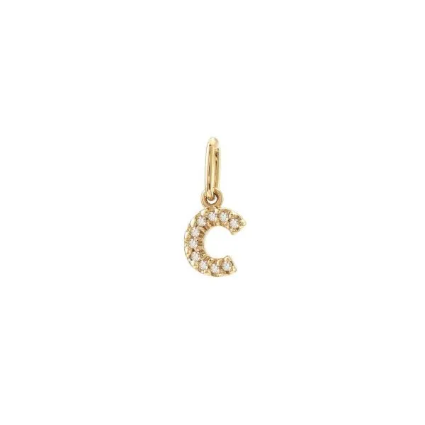 14K Yellow Gold Diamond C Initial Charm Erickson Jewelers Iron Mountain, MI