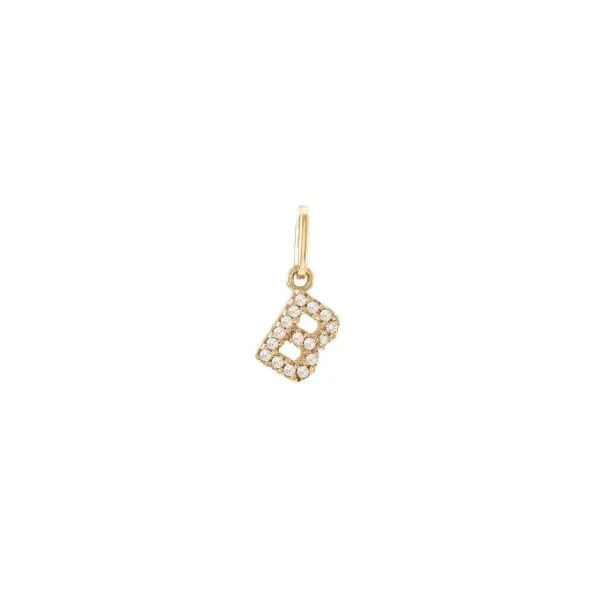 14K Yellow Gold Diamond B Initial Charm Erickson Jewelers Iron Mountain, MI