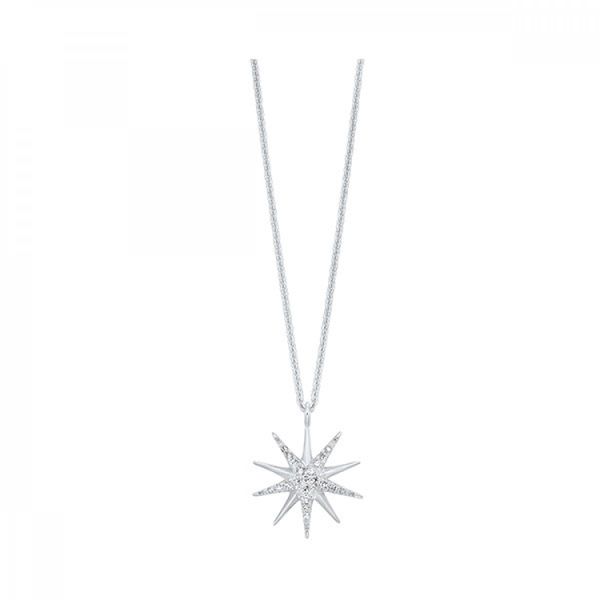 Sterling Silver Diamond Starburst Necklace Erickson Jewelers Iron Mountain, MI