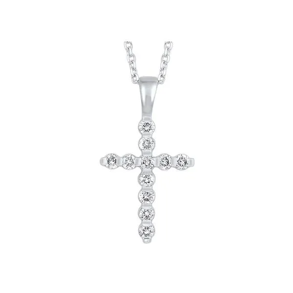 Sterling Silver Diamond Illusion Cross Necklace Erickson Jewelers Iron Mountain, MI