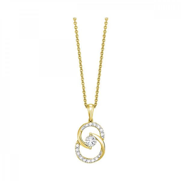 10Kt Yellow Gold Double Circle Diamond Necklace Erickson Jewelers Iron Mountain, MI