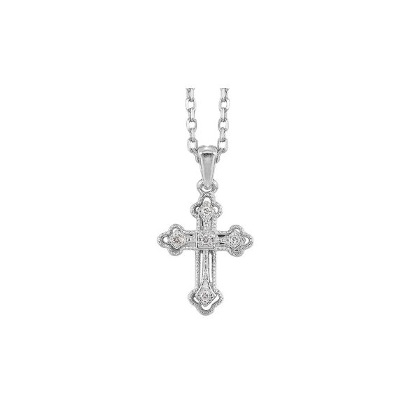 Sterling Silver Diamond Cross Necklace Erickson Jewelers Iron Mountain, MI