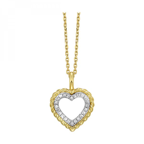14Kt Yellow and White Gold Diamond Heart Necklace Erickson Jewelers Iron Mountain, MI