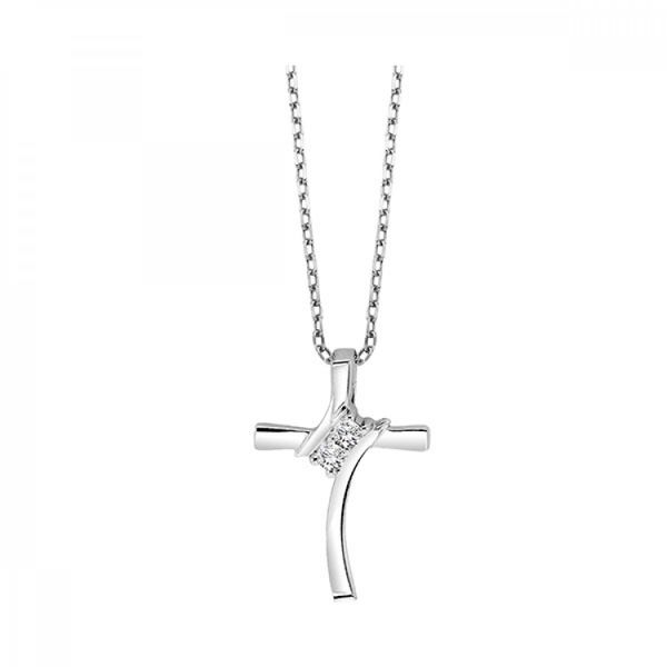 Sterling Silver Diamond Cross Necklace Erickson Jewelers Iron Mountain, MI