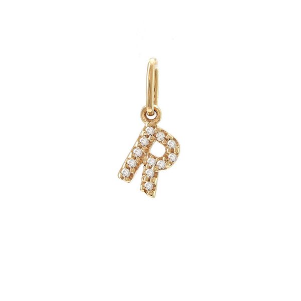 14Kt Yellow Gold Diamond R Initial Charm Erickson Jewelers Iron Mountain, MI