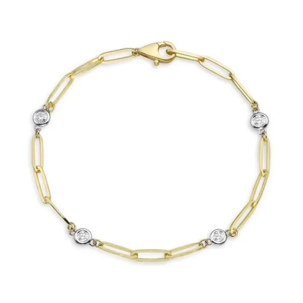 14Kt Yellow Gold Diamond Paperclip Bracelet Erickson Jewelers Iron Mountain, MI