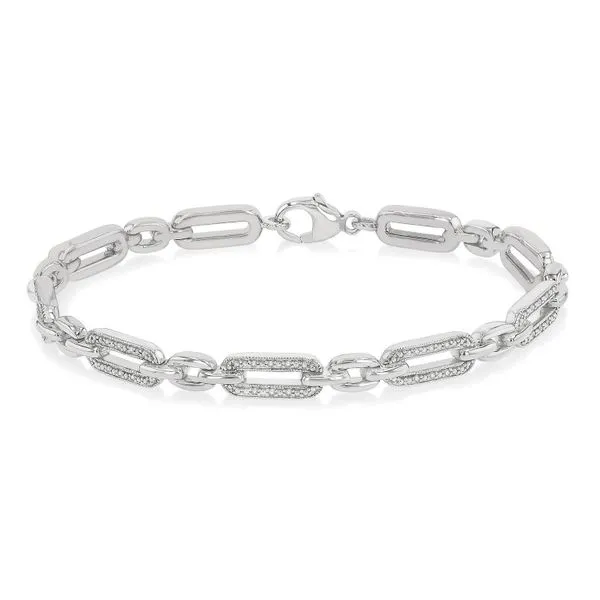 Sterling Silver Diamond Paper Clip Bracelet Erickson Jewelers Iron Mountain, MI