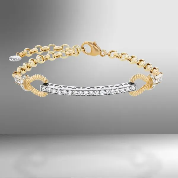 14Kt Yellow and White Gold Diamond Bar and Link Bracelet Erickson Jewelers Iron Mountain, MI