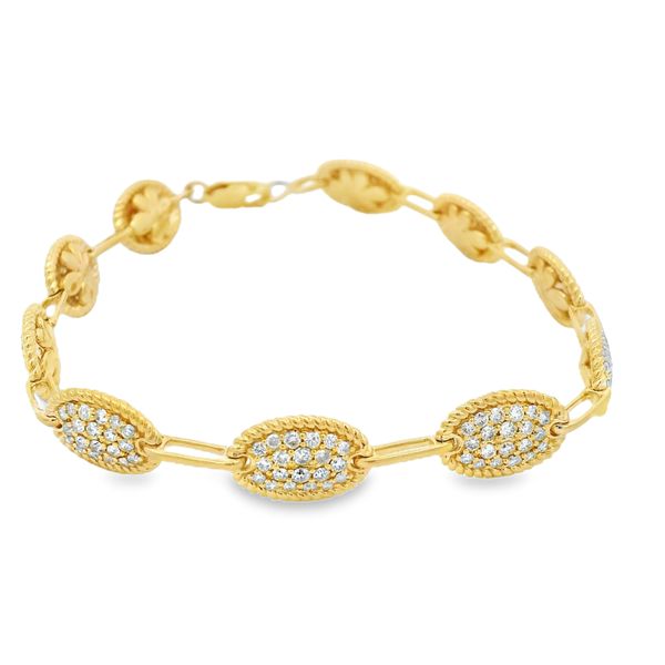 Oval Diamond Rope & Flower Design Bracelet in 14K Yellow Gold Erickson Jewelers Iron Mountain, MI