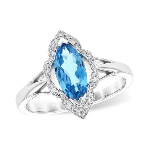 WHITE GOLD DIAMOND AND BLUE TOPAZ RING Erickson Jewelers Iron Mountain, MI