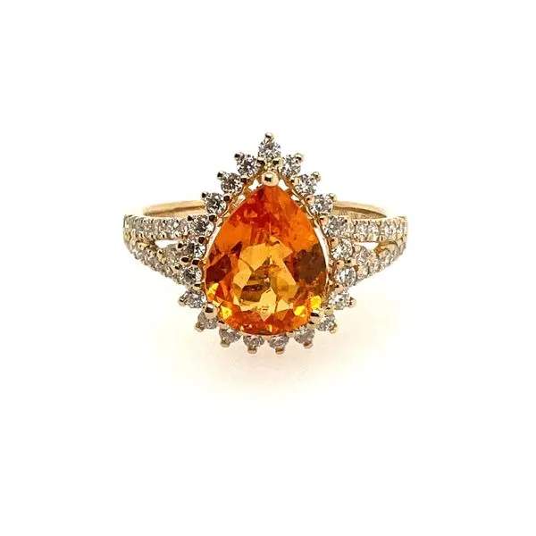 14KY CITRINE PEAR AND DIAMOND RING Erickson Jewelers Iron Mountain, MI
