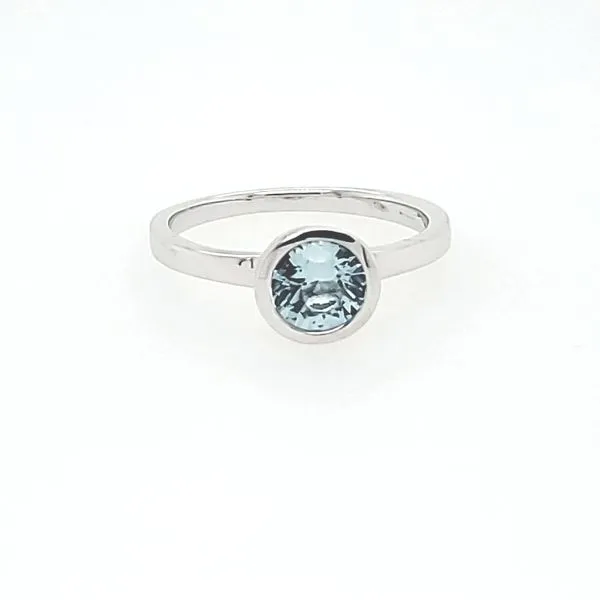 Sterling Silver 6mm Aqua Quartz Bezel Birthstone Ring Erickson Jewelers Iron Mountain, MI