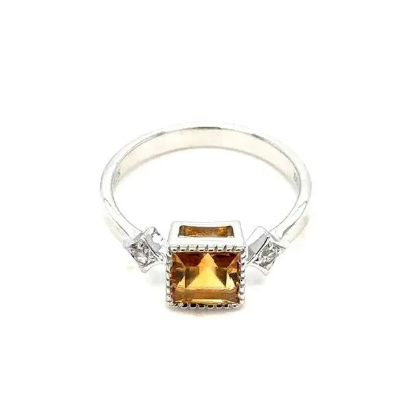 Citrine and White Topaz Sterling Silver Ring Erickson Jewelers Iron Mountain, MI