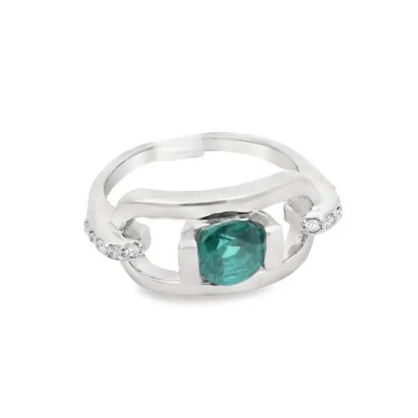 Caribbean Blue Quartz and Lab Grown Diamond Ring Image 2 Erickson Jewelers Iron Mountain, MI