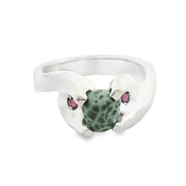 Greenstone and Ruby Ring Erickson Jewelers Iron Mountain, MI