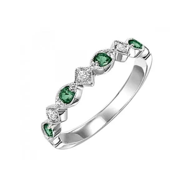 Emerald and Diamond Stackable Ring Erickson Jewelers Iron Mountain, MI