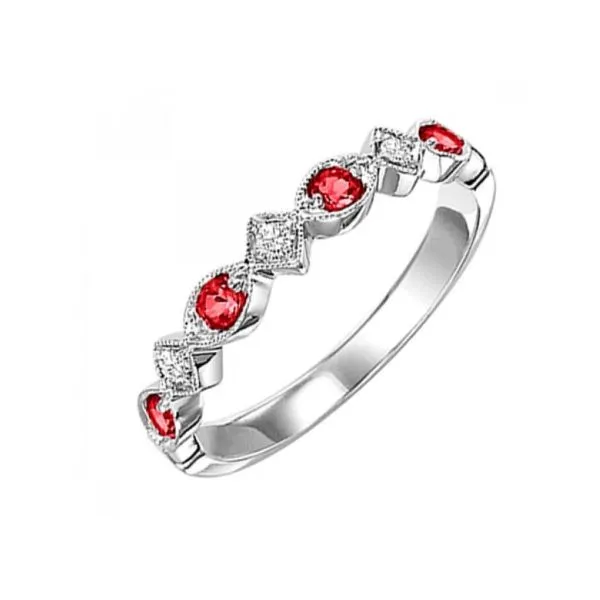 14K White Gold Ruby Stackable Ring Erickson Jewelers Iron Mountain, MI