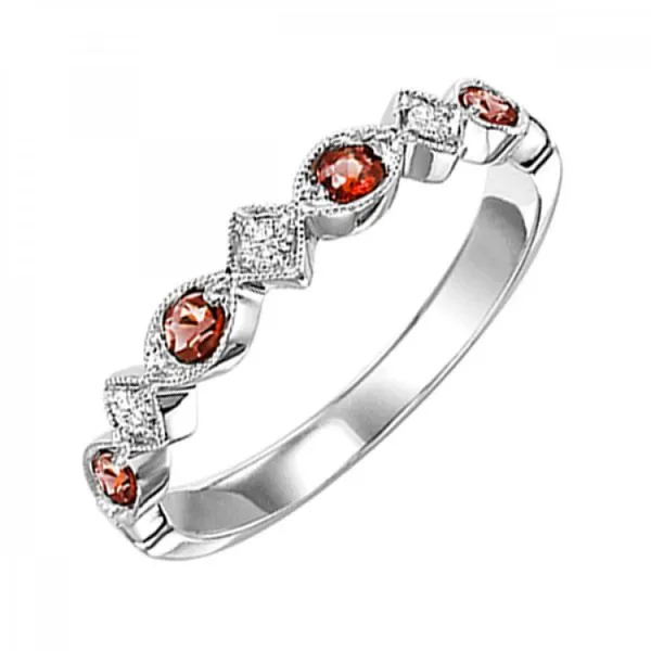14Kt White Garnet and Diamond Stackable Ring Erickson Jewelers Iron Mountain, MI