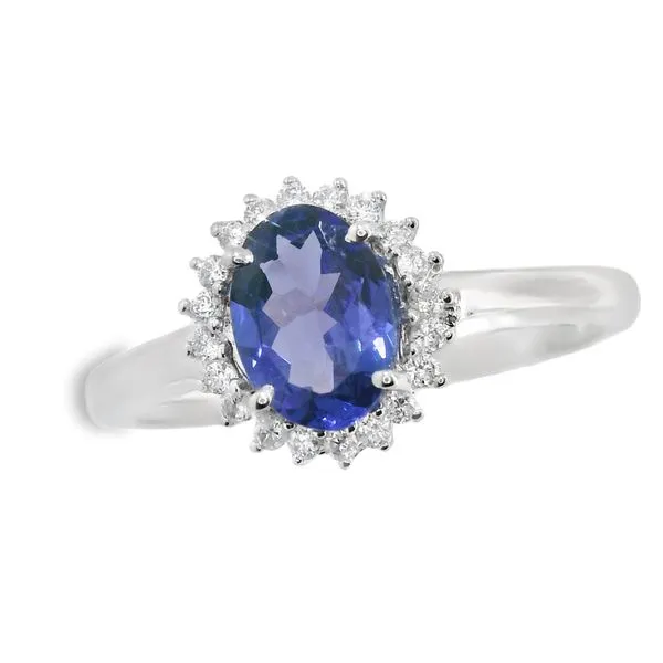 14K White Gold Tanzanite Halo Ring Erickson Jewelers Iron Mountain, MI